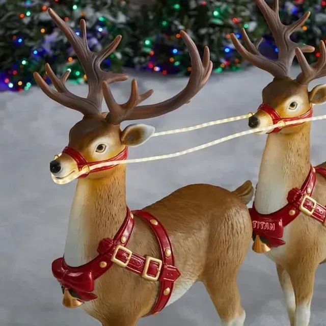 Santa’s Sleigh with Reindeer Holiday Decoration Christmas 2025