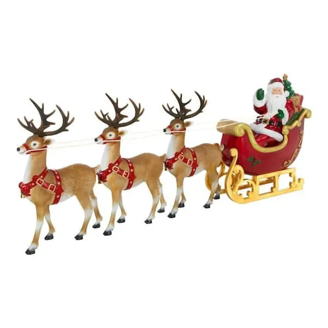 Santa’s Sleigh with Reindeer Holiday Decoration Christmas 2025