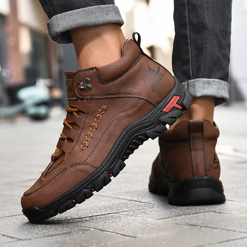 ⏰ Limited-Time 50% OFF – Men’s Orthopedic Handmade Leather Driving Boots – Pressure Relief, Waterproof, Slip-Resistant, Wide Toe, Arch & Ankle Support for Everyday & Travel